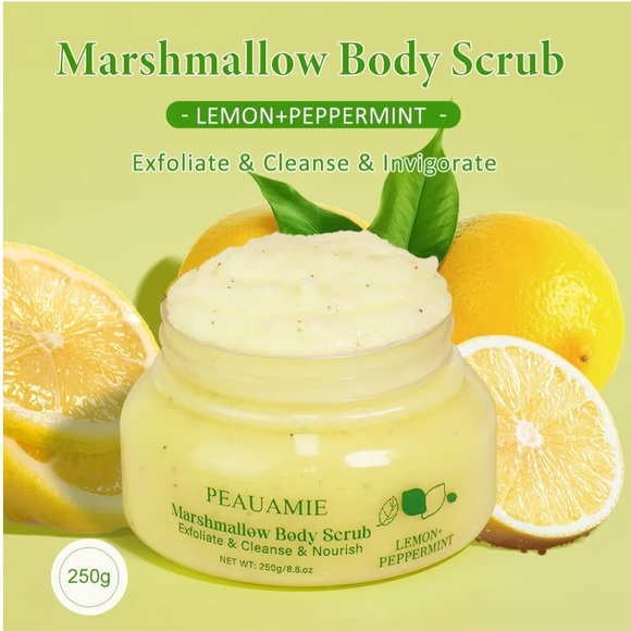 Peauamie Lemon + Peppermint Marshmallow Body Scrub NIP - Picture 3 of 9